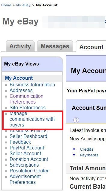 eBay Manage Communication