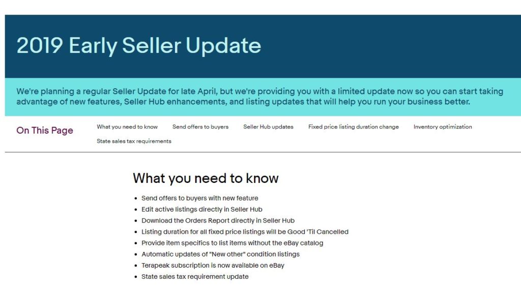 【eBay輸出】2019 Seller Update :ストア契約でTerapeakを活用しよう