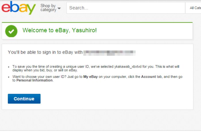 eBayアカウント開設